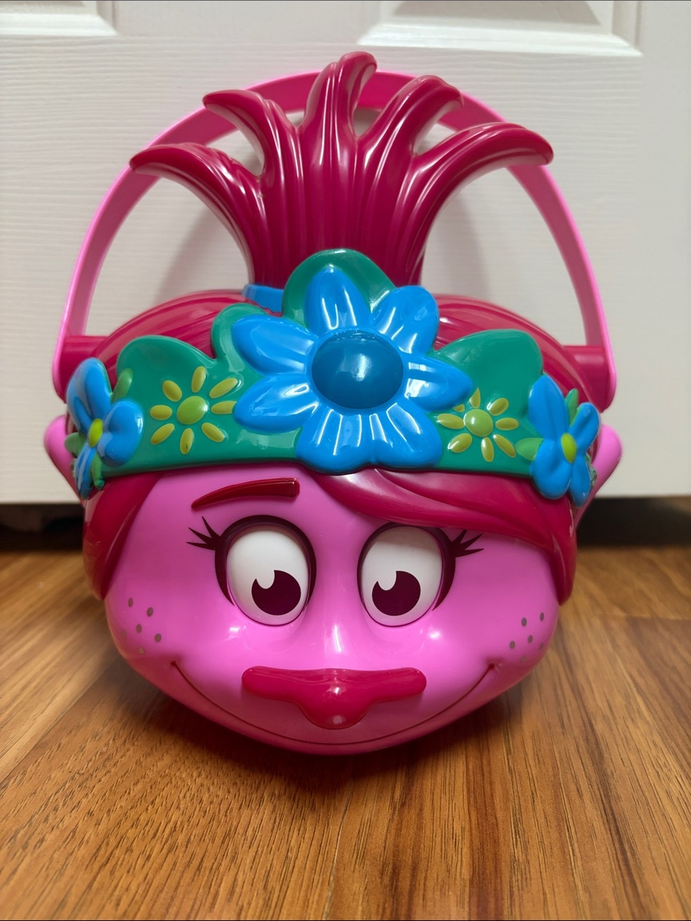 Halloween Trolls Poppy Pink Flower Head Candy Bucket